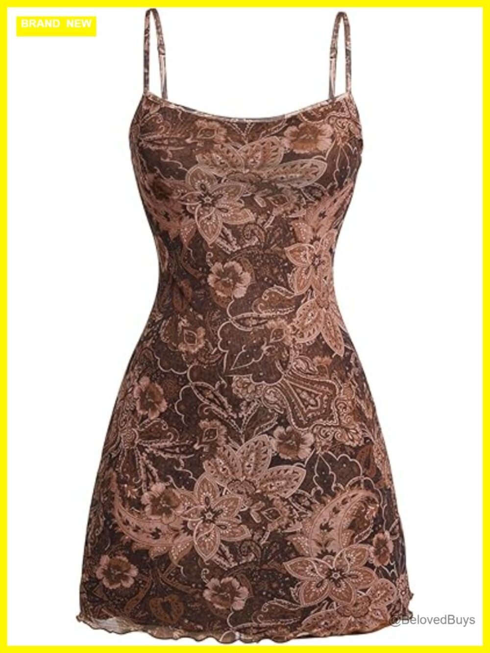 Women's Boho Mesh Mini Dress Square Neck A-Line Backless Spaghetti Strap